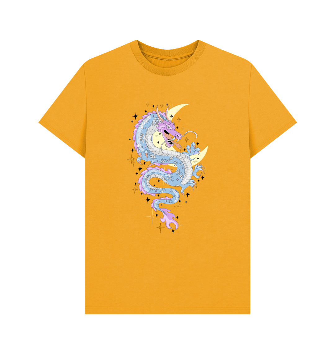 Mustard Colourful Pink Blue Dragon Organic Cotton Men's T-Shirt