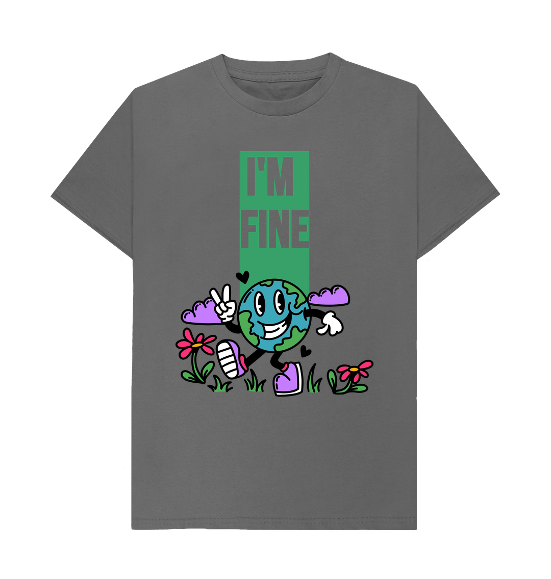 Slate Grey Organic Cotton I'M FINE  Men's Mental Health T-Shirt