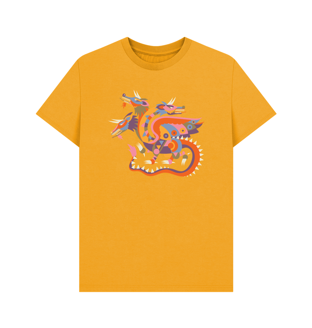 Mustard Colourful Dragon Organic Cotton Men's T-Shirt