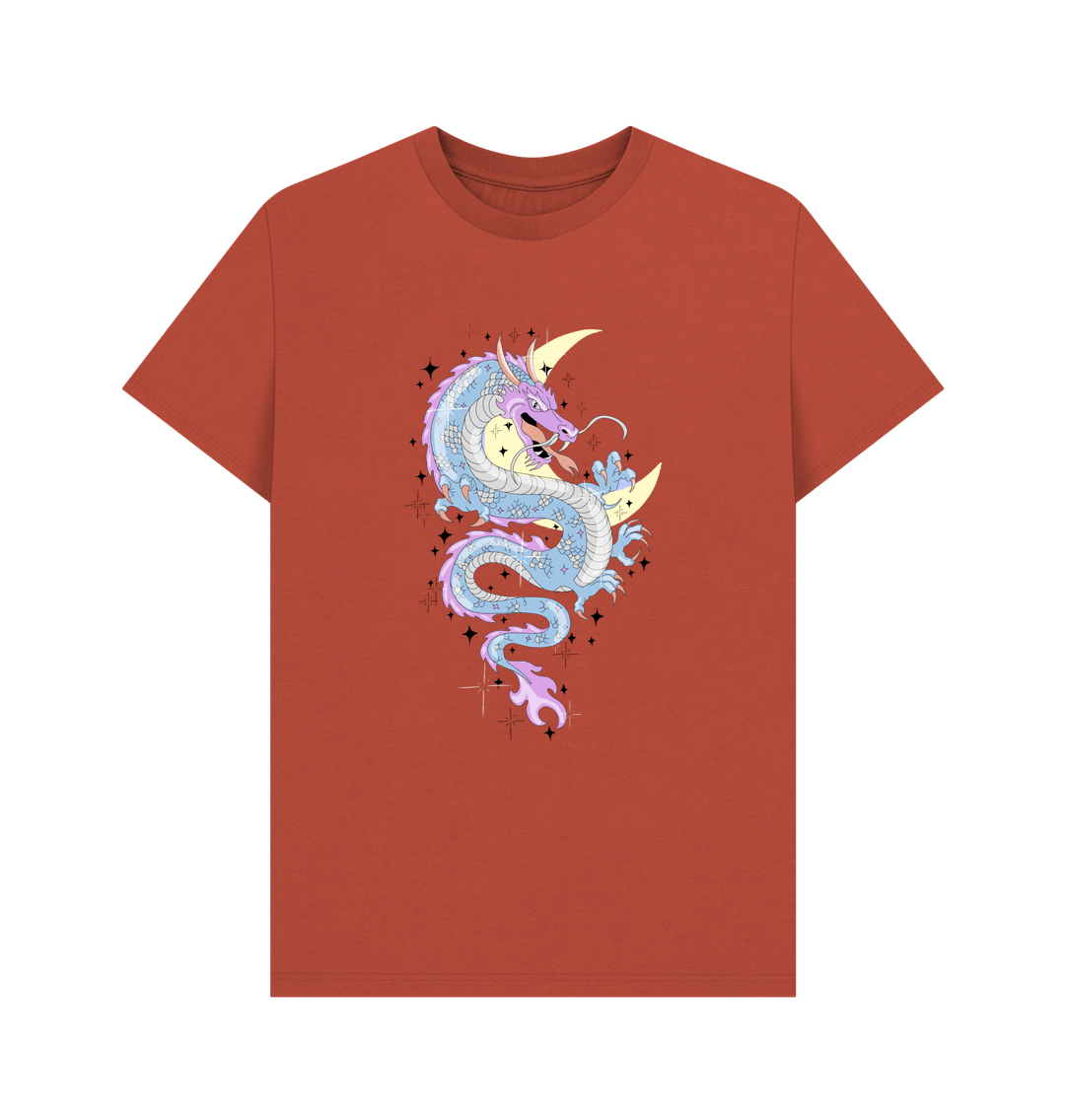 Rust Colourful Pink Blue Dragon Organic Cotton Men's T-Shirt