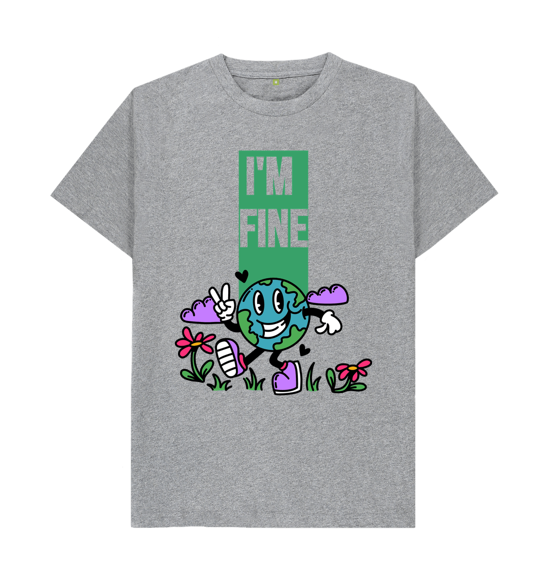 Athletic Grey Organic Cotton I'M FINE  Men's Mental Health T-Shirt
