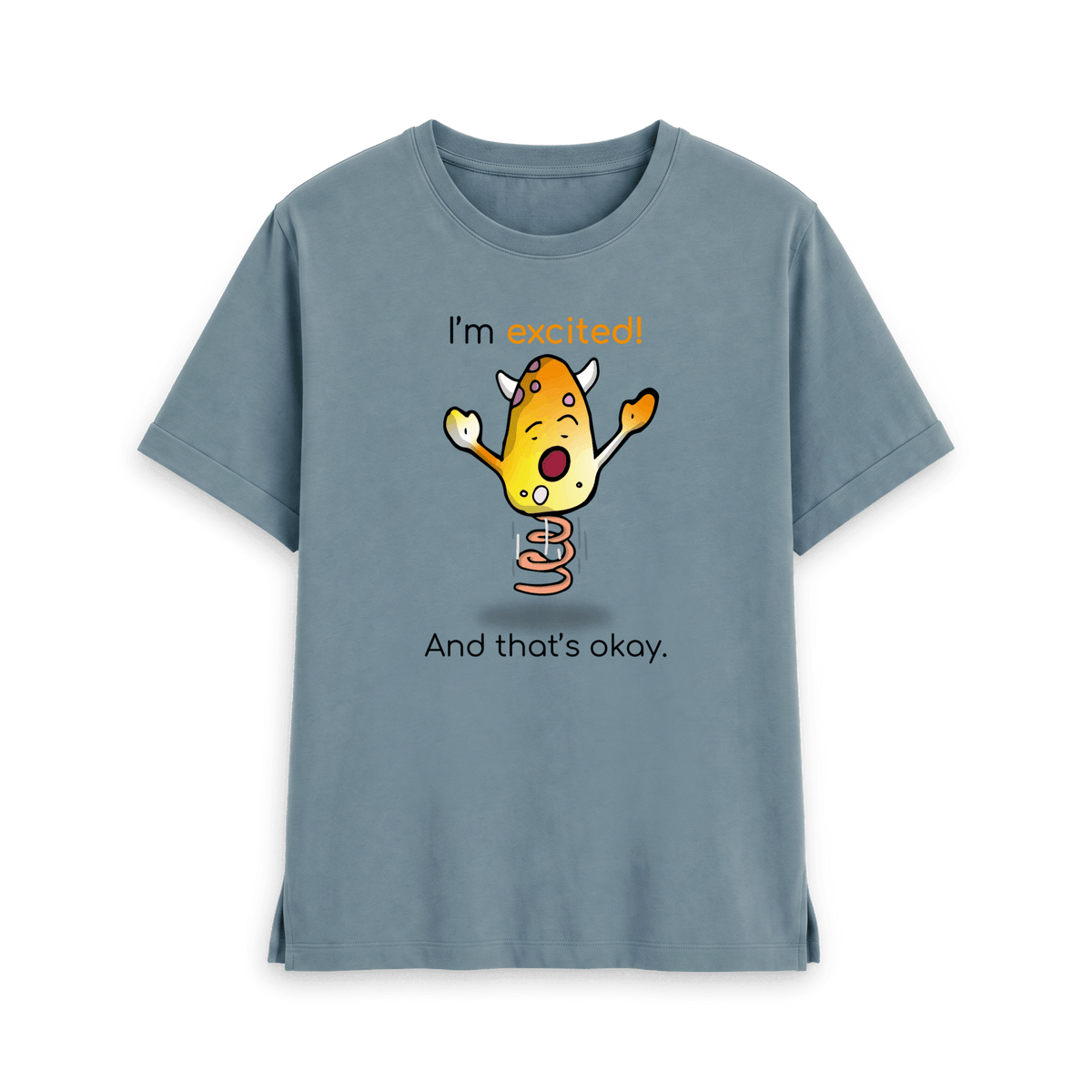 Stone Blue Printed T-shirt Front