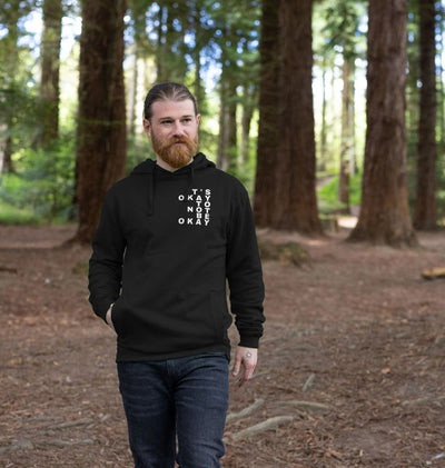 It's Okay to Not Be Okay White Print Left Chest Organic Cotton Men's Hoodie