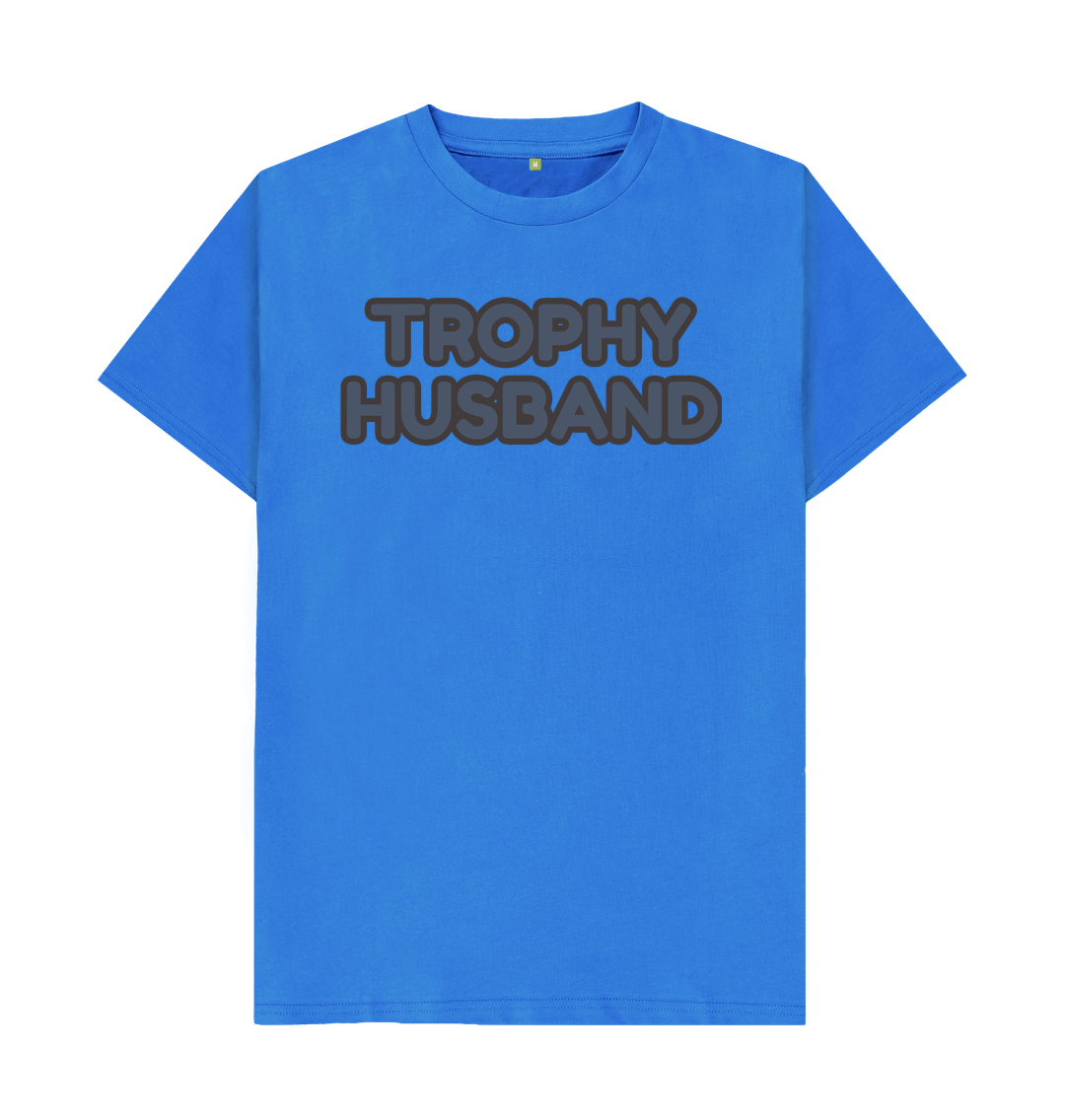 Bright Blue Organic Cotton Trophy Husband Men's T-Shirt