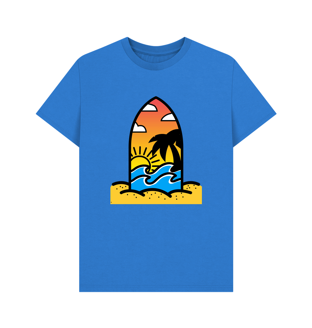 Bright Blue Organic Cotton Men's Beach Surf T-Shirt