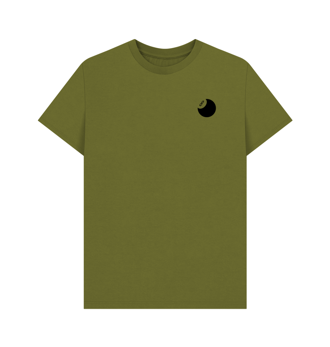 Moss Green Organic Cotton Men's 8 Ball T-Shirt Small Logo