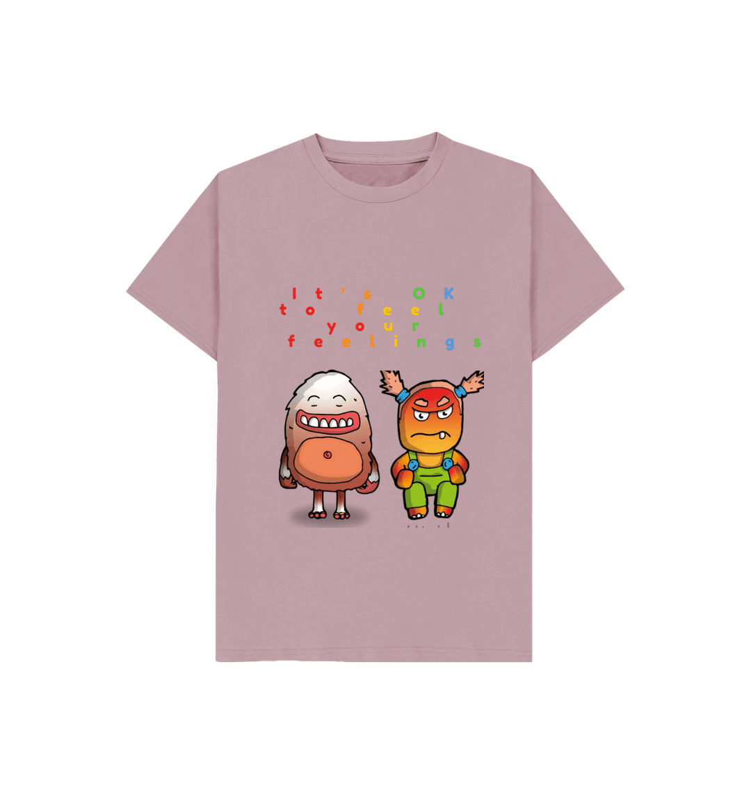 Mauve Organic Cotton It's OK to feel your feelings Children's T-Shirt.