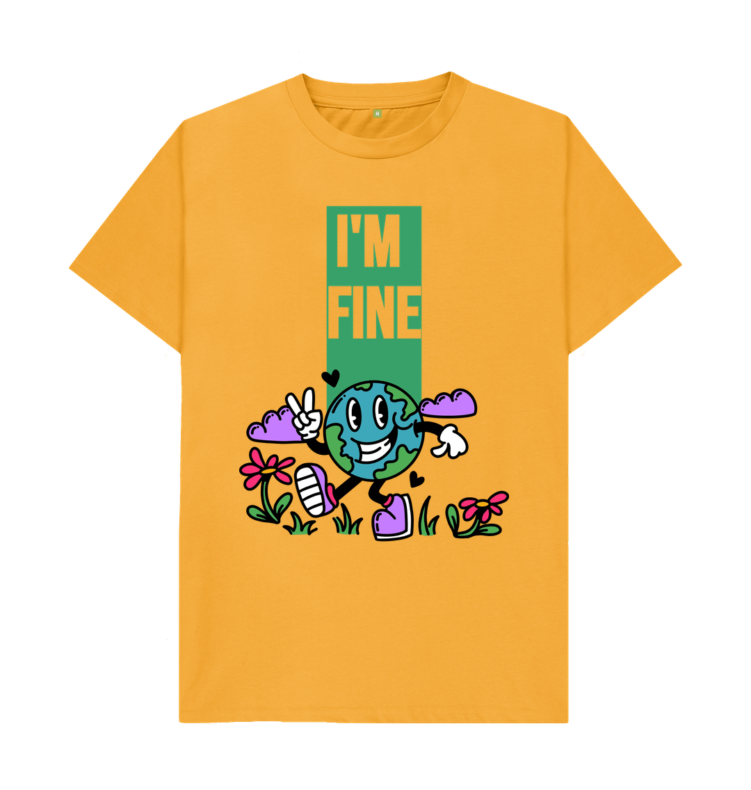 Mustard Organic Cotton I'M FINE  Men's Mental Health T-Shirt