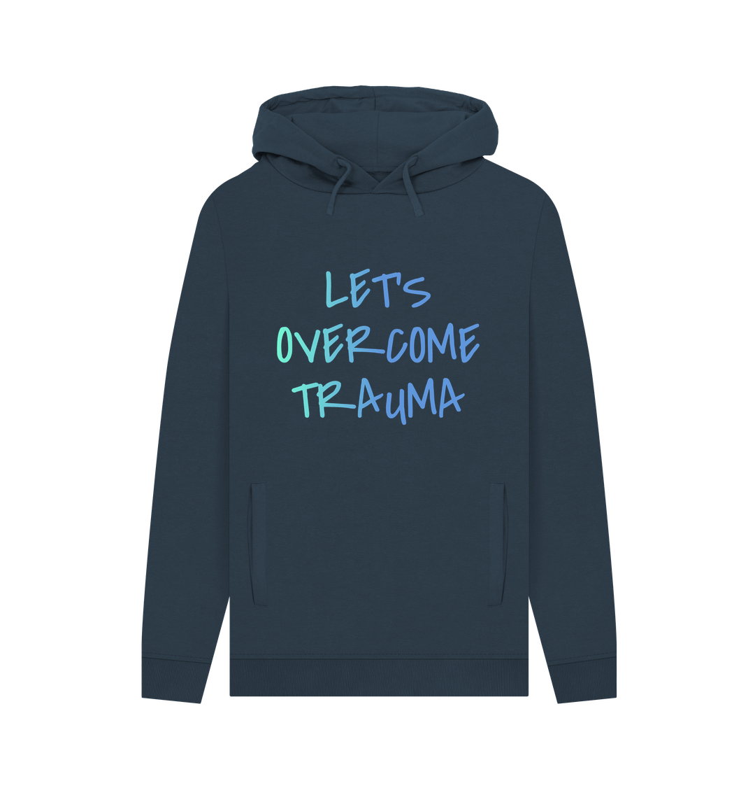 Navy Let's Overcome Trauma Men's Mental Health Organic Cotton Pullover Hoodie