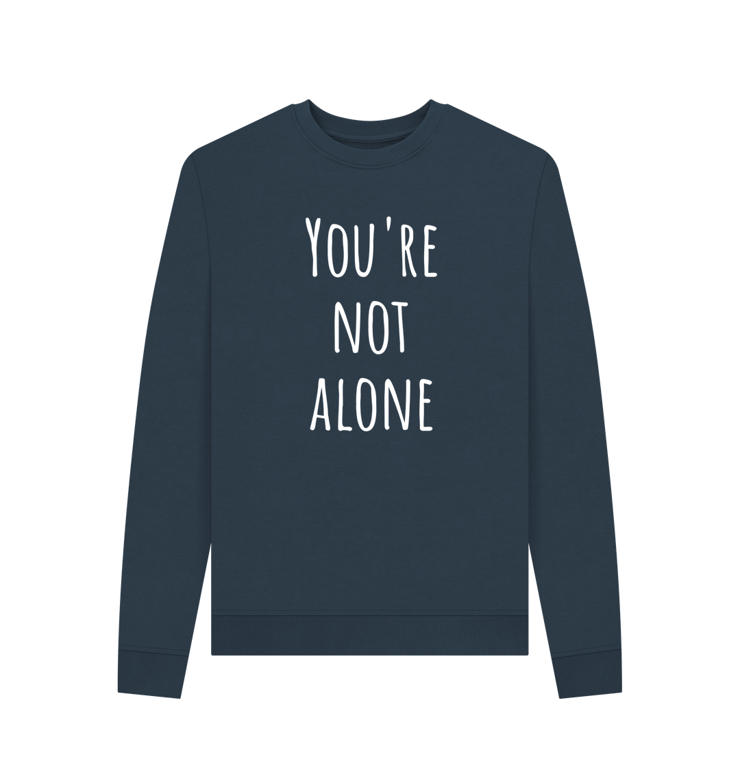 Navy Blue Women's You're Not Alone Mental Health Organic Cotton Crewneck Sweatshirt
