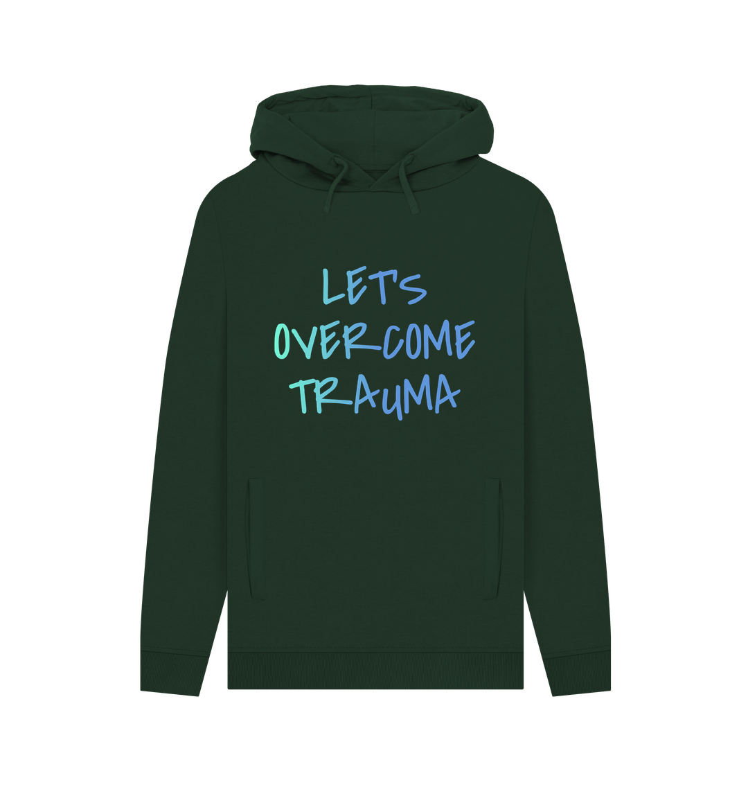 Evergreen Let's Overcome Trauma Men's Mental Health Organic Cotton Pullover Hoodie