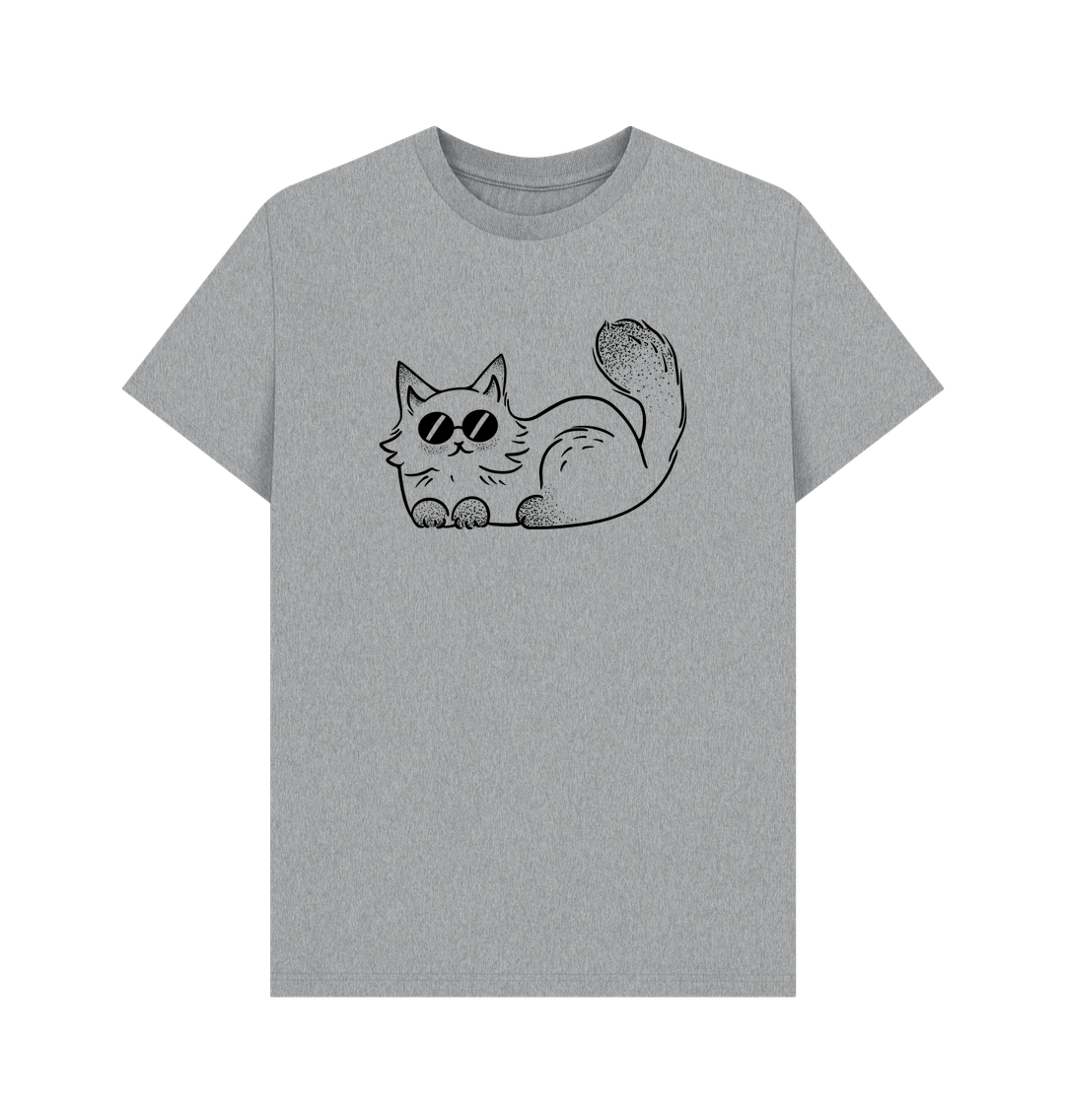 Athletic Grey Organic Cotton Cool Cat T-Shirt for Men