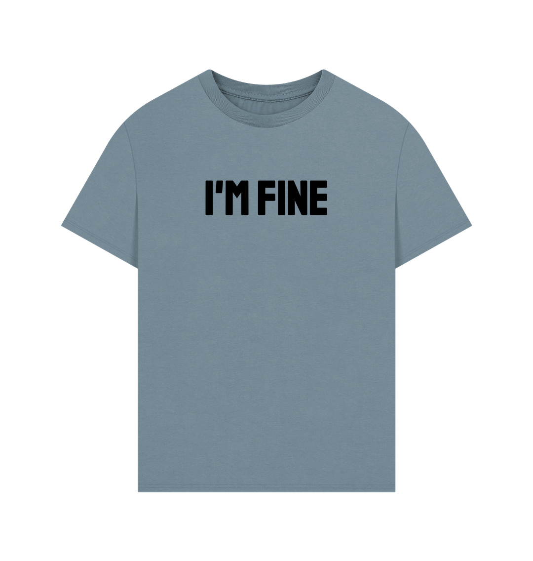 Stone Blue I'm Fine Mental Health Organic Cotton Oversized T-Shirt Men's
