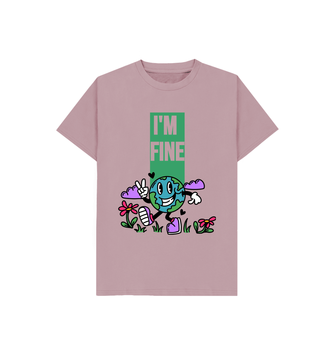 Mauve Organic Cotton I'm Fine Mental Health Children's T-Shirt