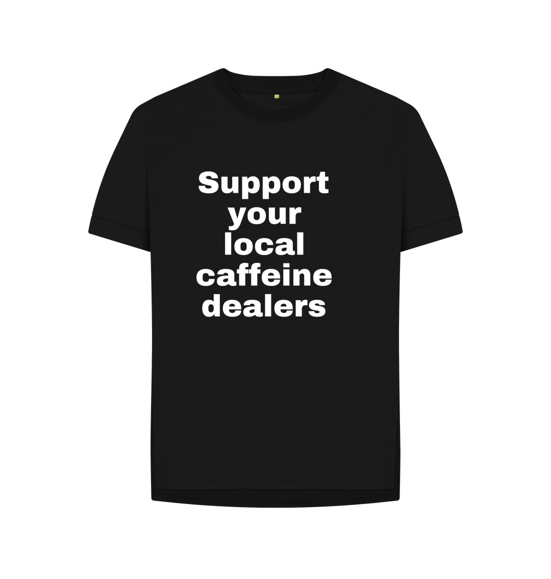 Black Organic Cotton Woman's T-shirt Caffeine