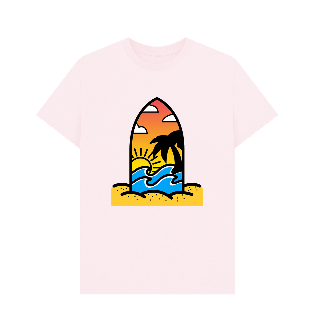 Pink Organic Cotton Men's Beach Surf T-Shirt
