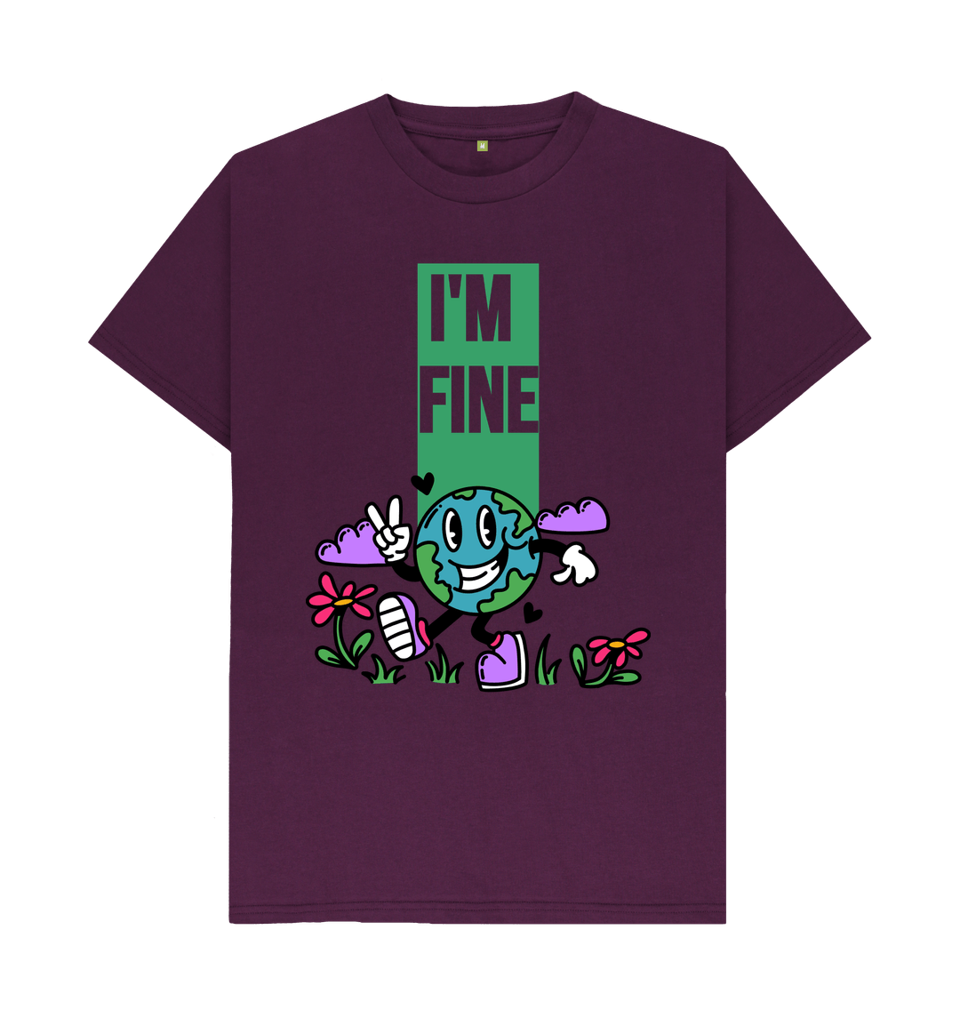 Purple Organic Cotton I'M FINE  Men's Mental Health T-Shirt