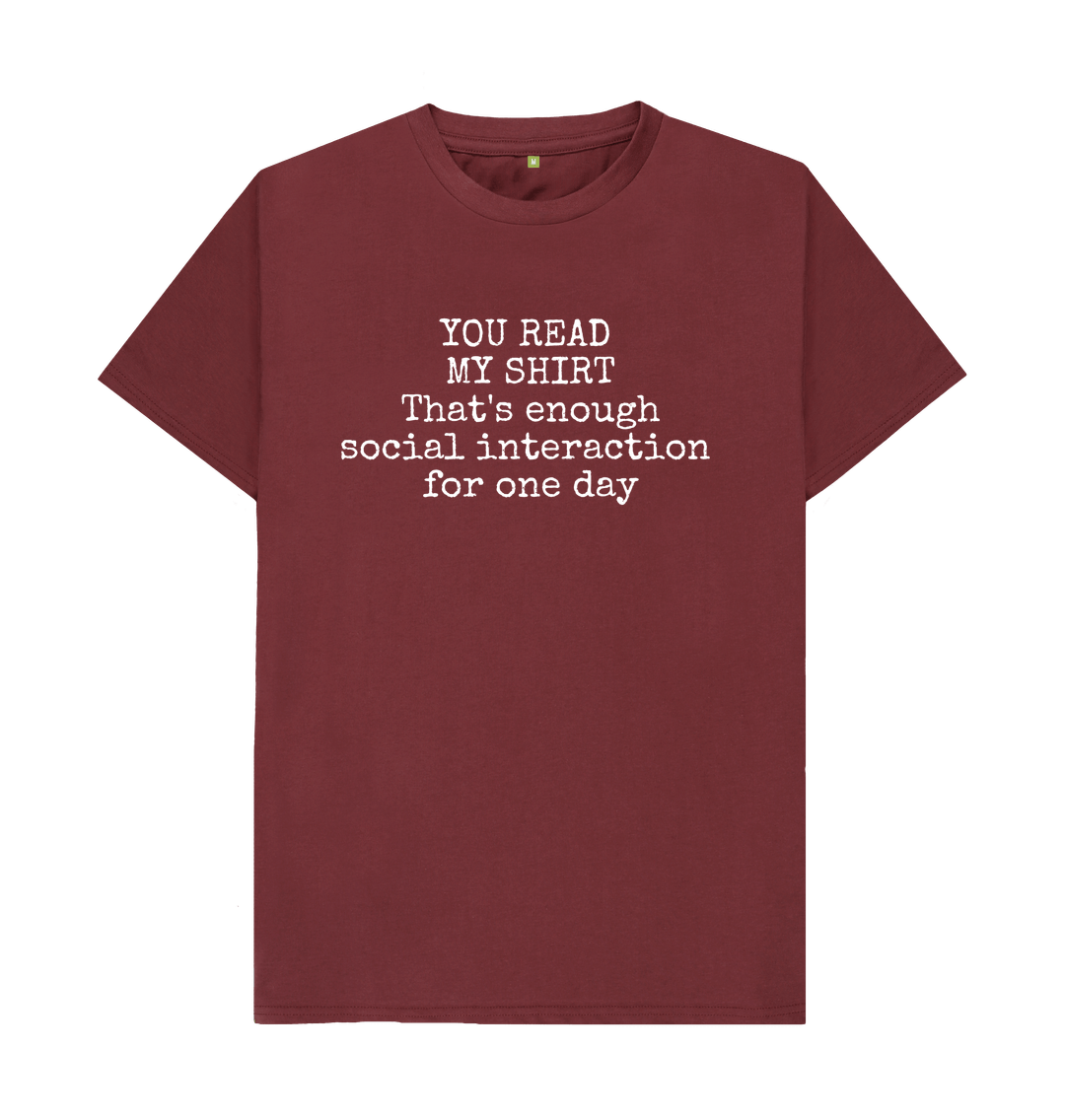 Red Wine Organic Cotton Mental Health You Read My Shirt Men's T-shirt