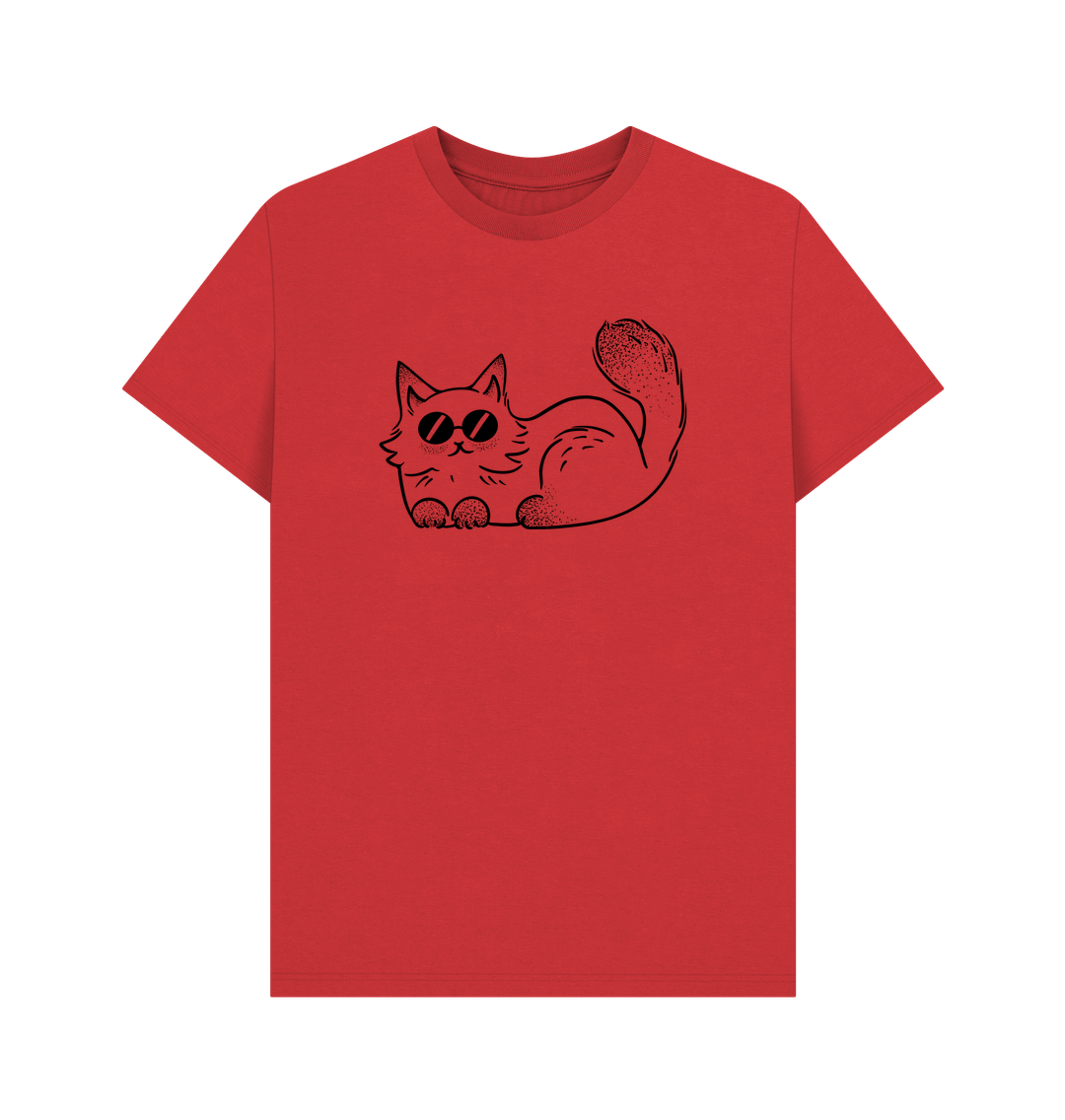 Red Organic Cotton Cool Cat T-Shirt for Men