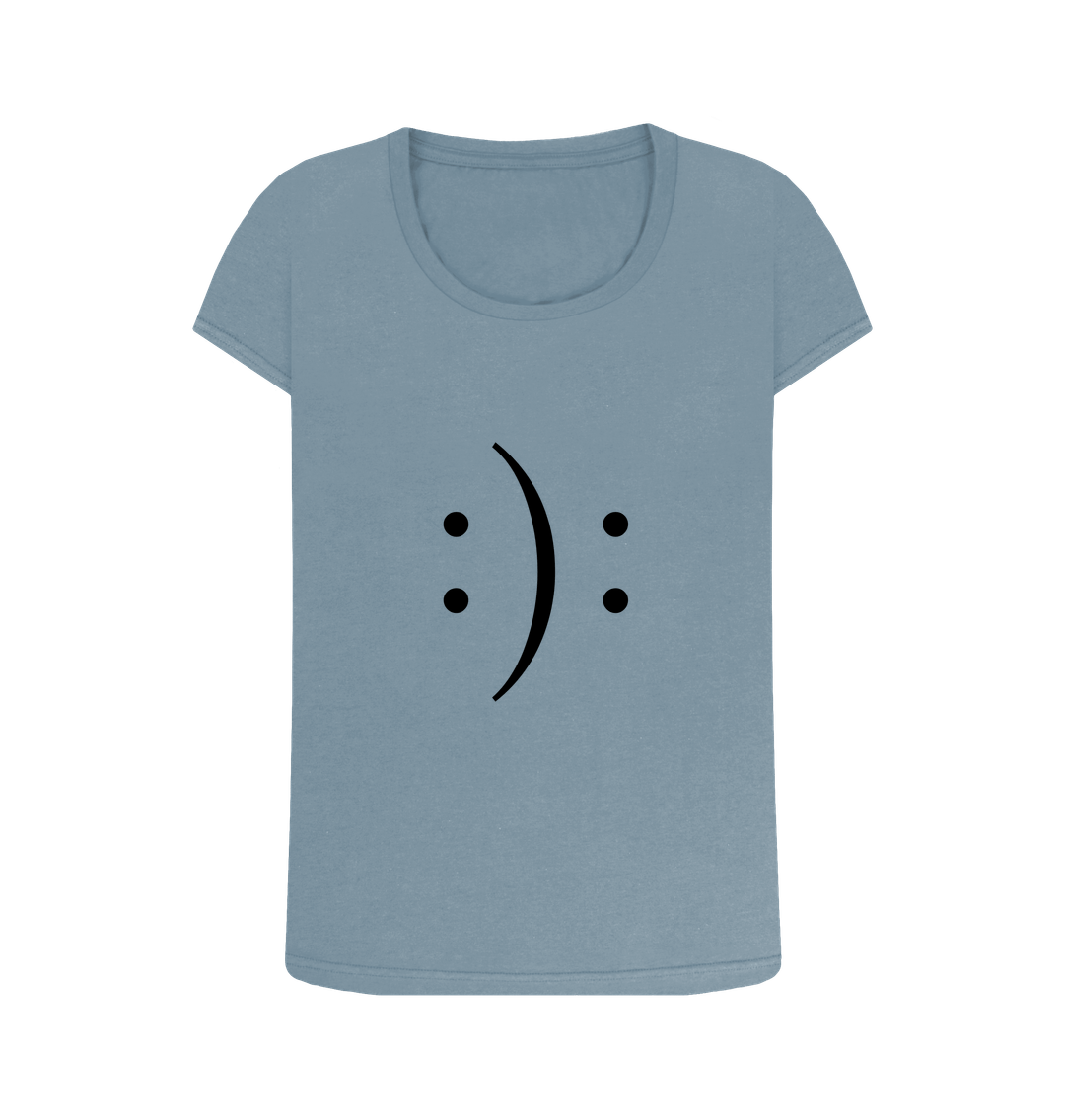 Stone Blue Organic Cotton Smile Mental Health Women's T-Shirt