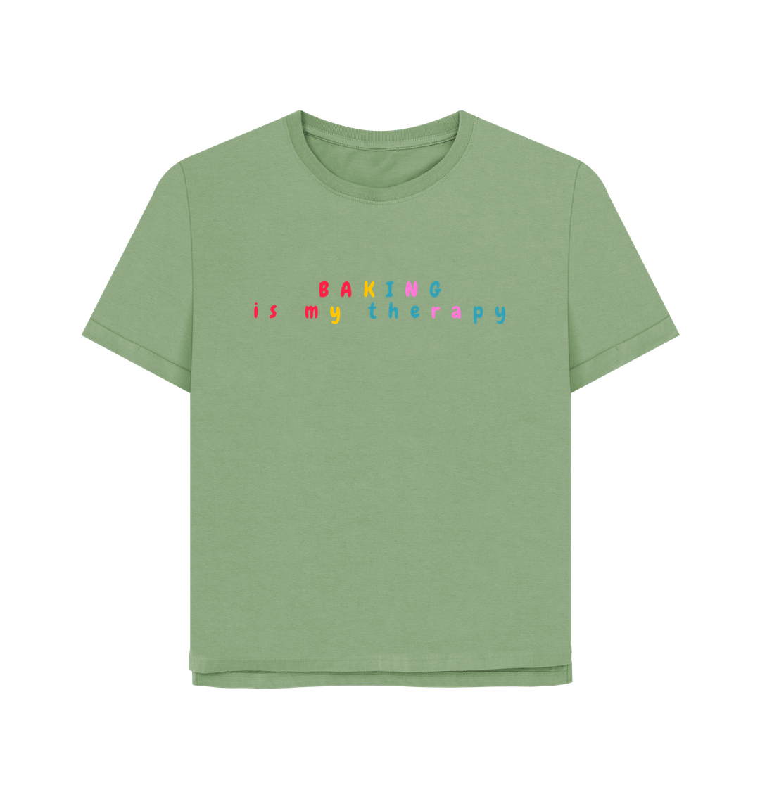 Sage Organic Cotton Mental Health Baking is my therapy Womans's T-shirt