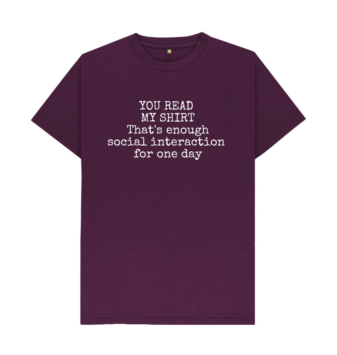 Purple Organic Cotton Mental Health You Read My Shirt Men's T-shirt