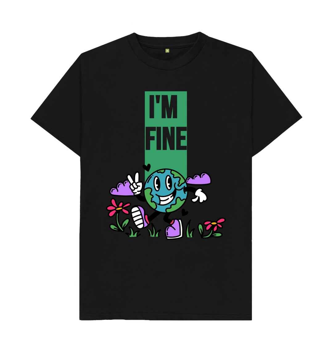 Black Organic Cotton I'M FINE  Men's Mental Health T-Shirt