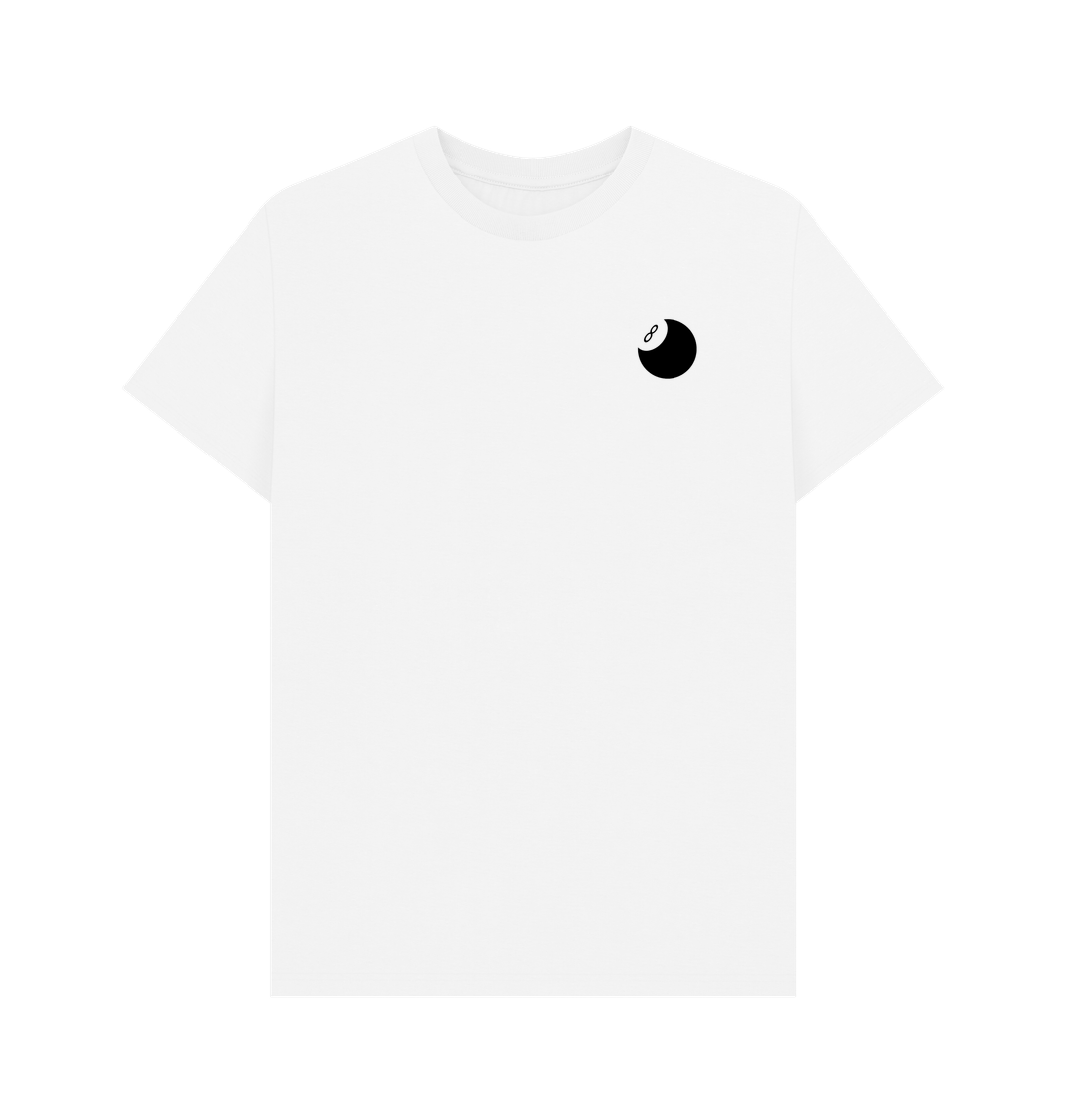 White Organic Cotton Men's 8 Ball T-Shirt Small Logo