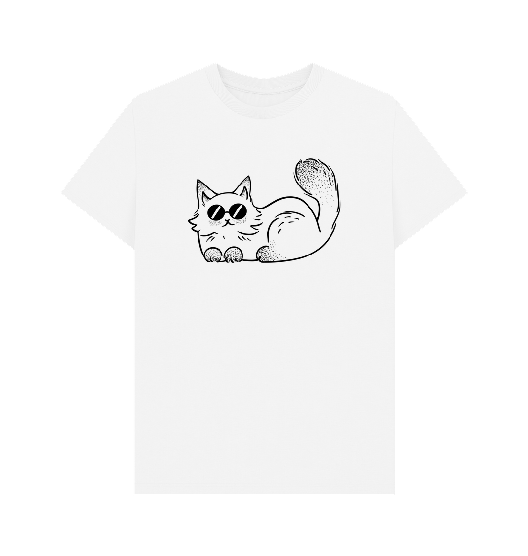 White Organic Cotton Cool Cat T-Shirt for Men