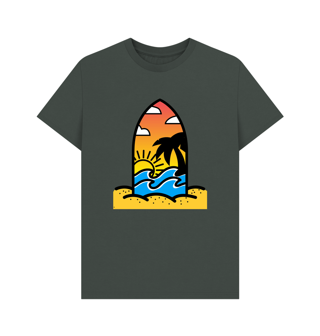 Dark Grey Organic Cotton Men's Beach Surf T-Shirt