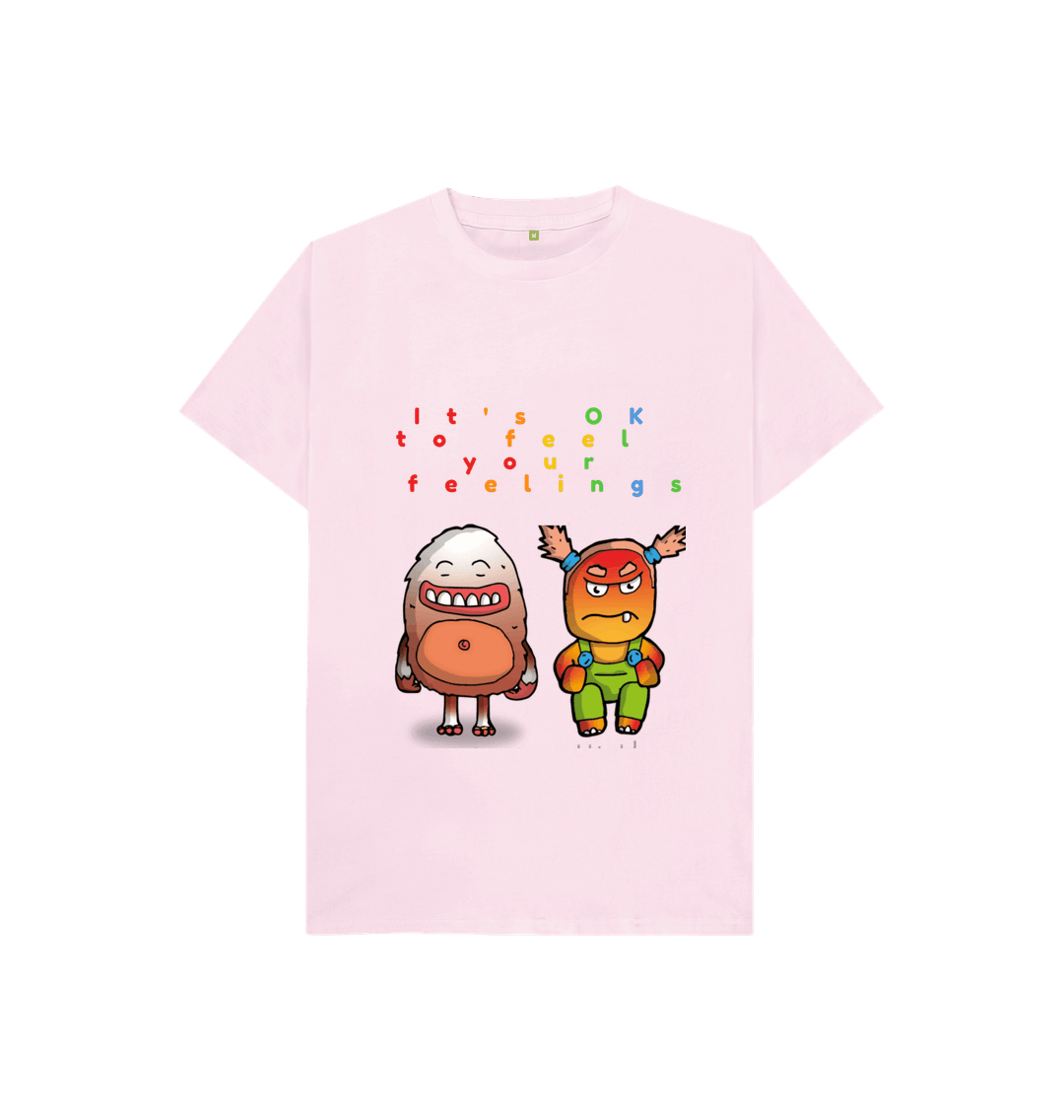 Pink Organic Cotton It's OK to feel your feelings Children's T-Shirt.