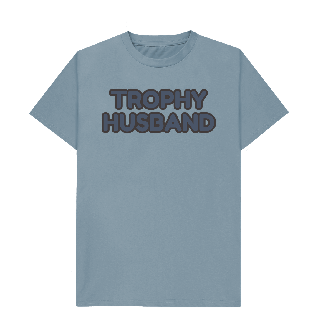 Stone Blue Organic Cotton Trophy Husband Men's T-Shirt