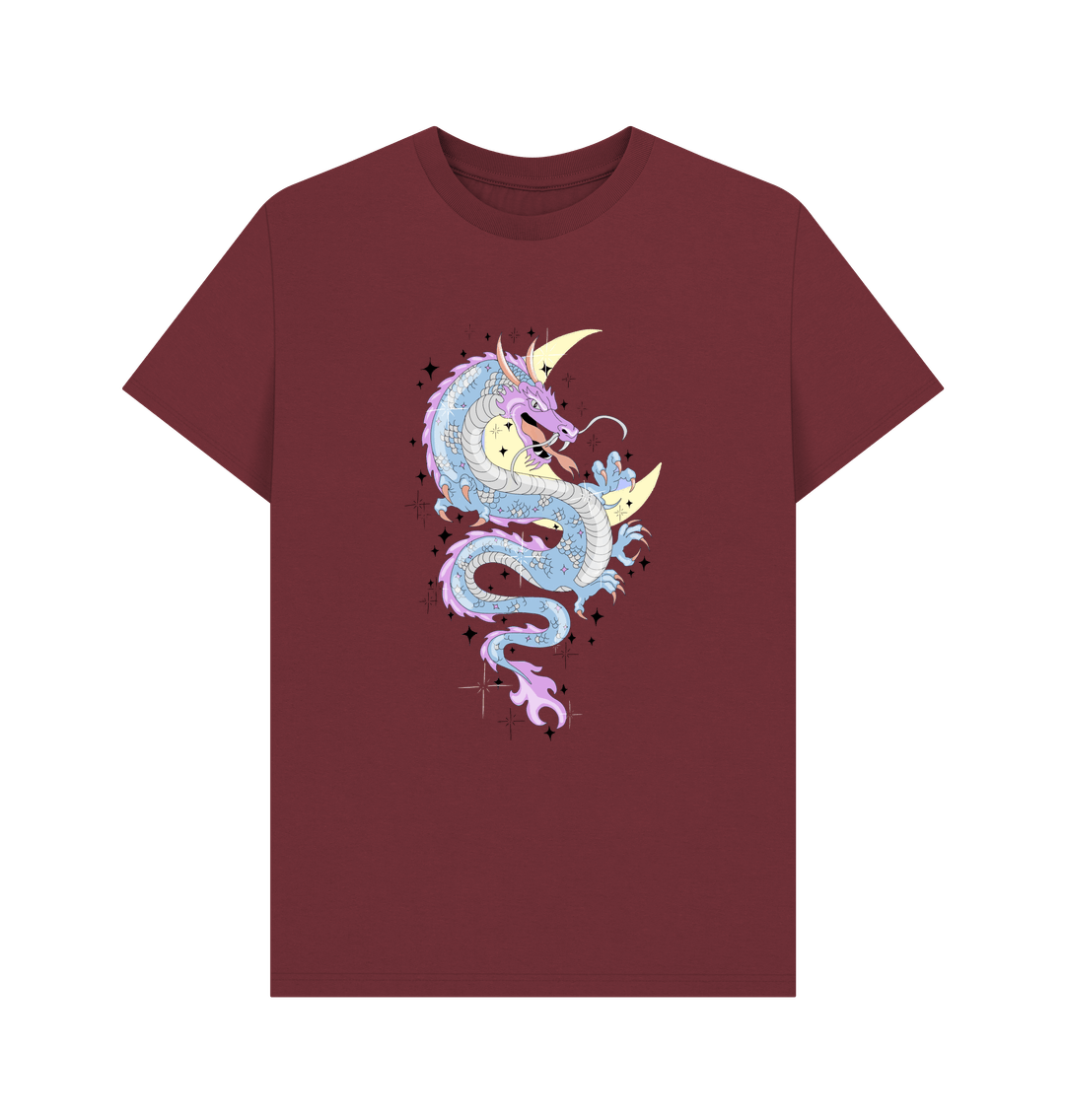 Red Wine Colourful Pink Blue Dragon Organic Cotton Men's T-Shirt