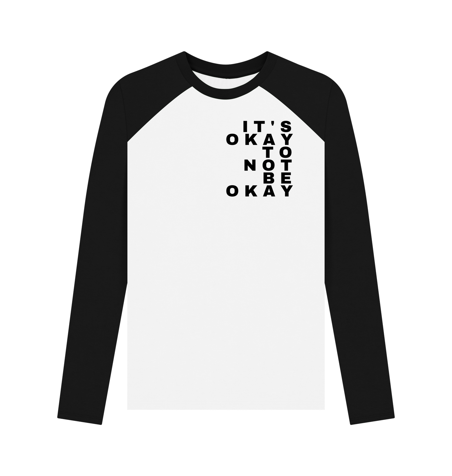 Black-White Printed Baseball T-shirt Front