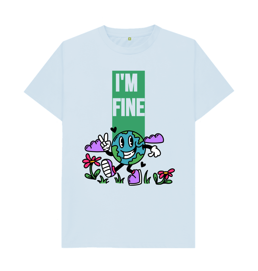 Sky Blue Organic Cotton I'M FINE  Men's Mental Health T-Shirt