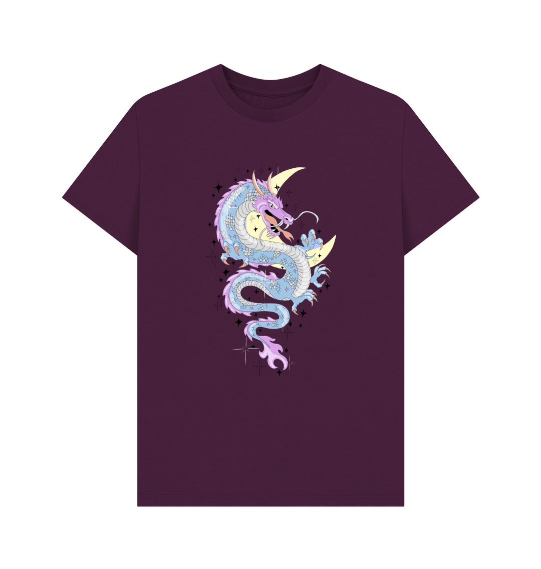 Purple Colourful Pink Blue Dragon Organic Cotton Men's T-Shirt