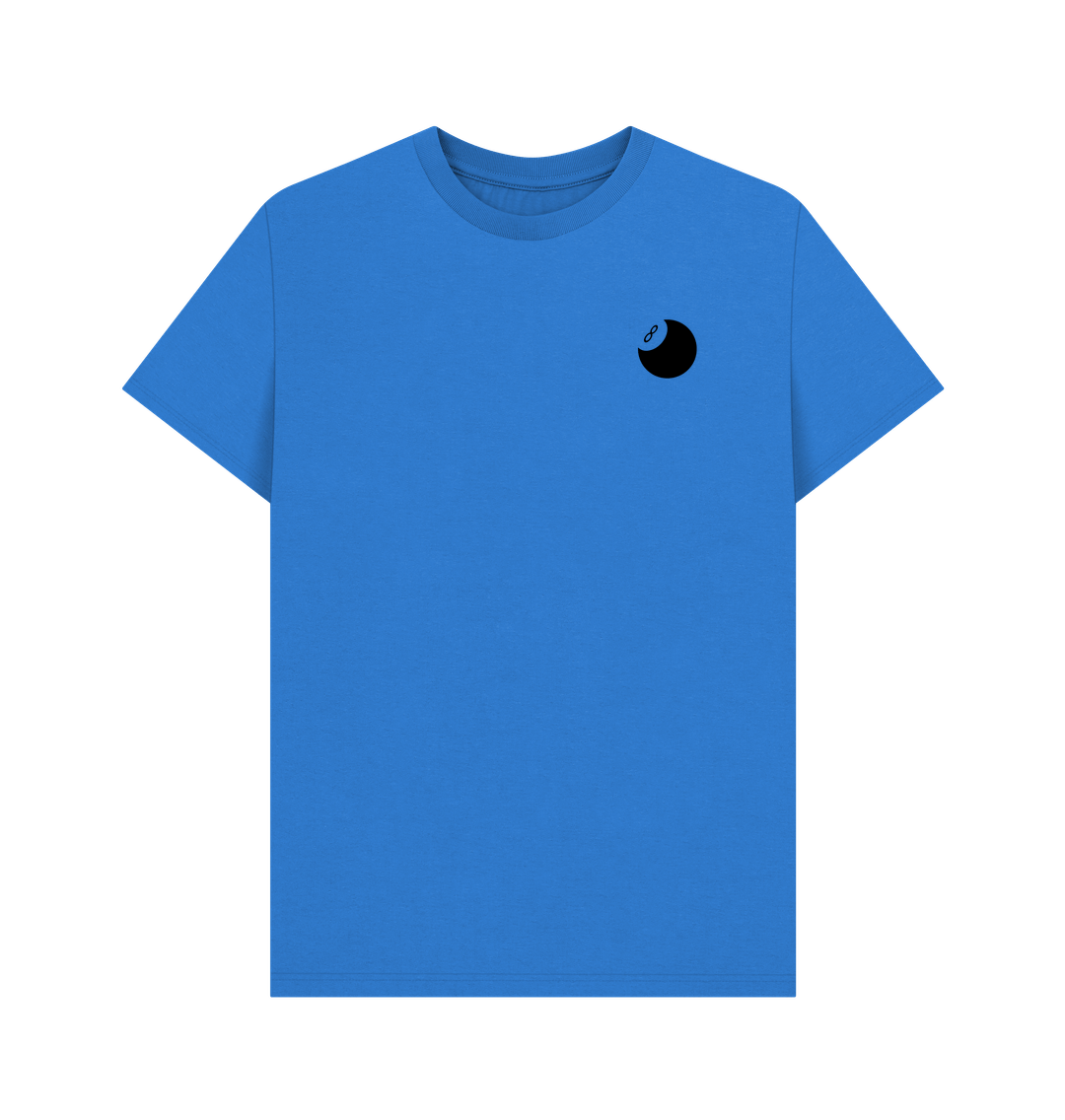 Bright Blue Organic Cotton Men's 8 Ball T-Shirt Small Logo