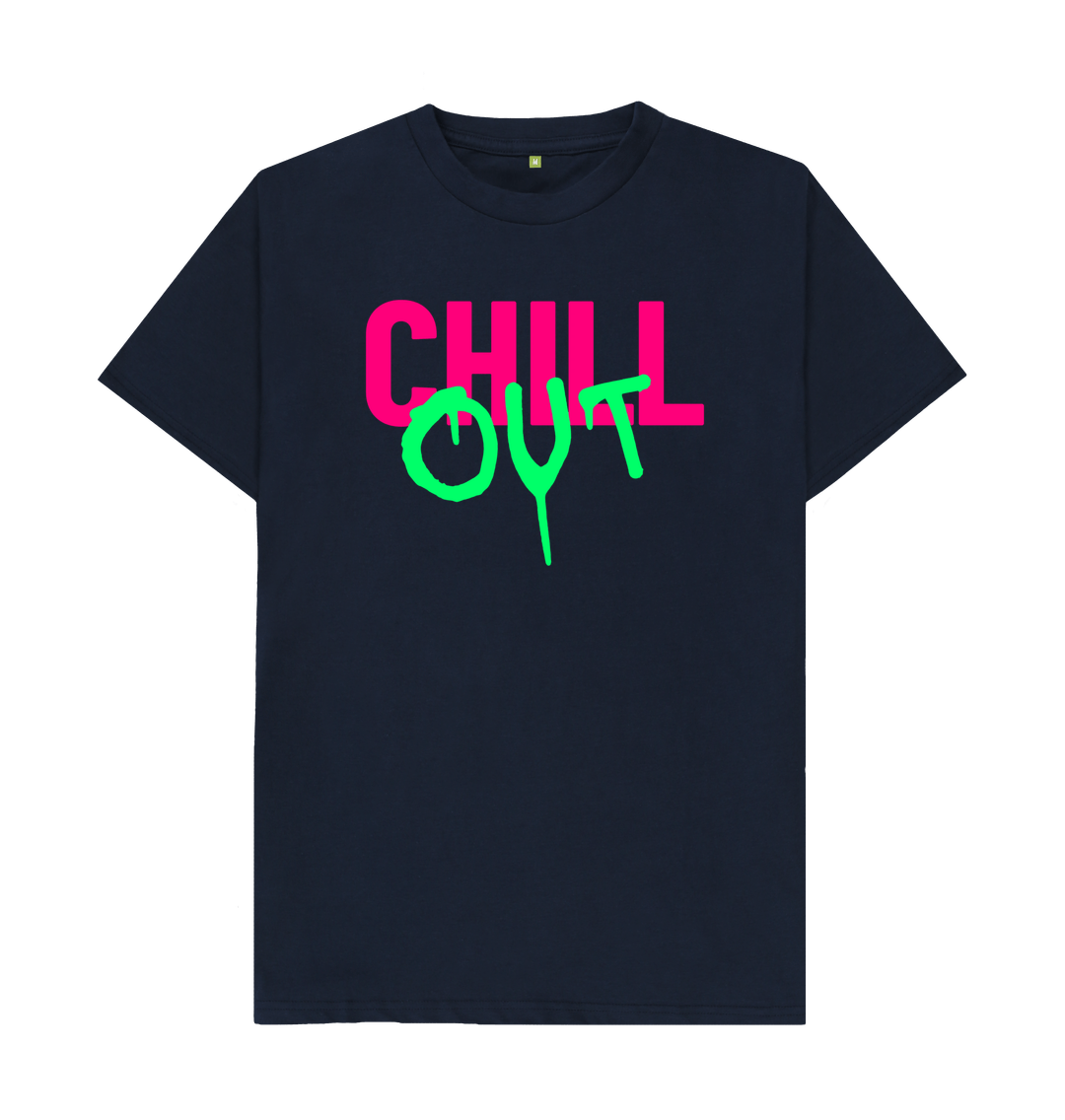 Navy Blue Organic Cotton Men's T-shirt Chill Out