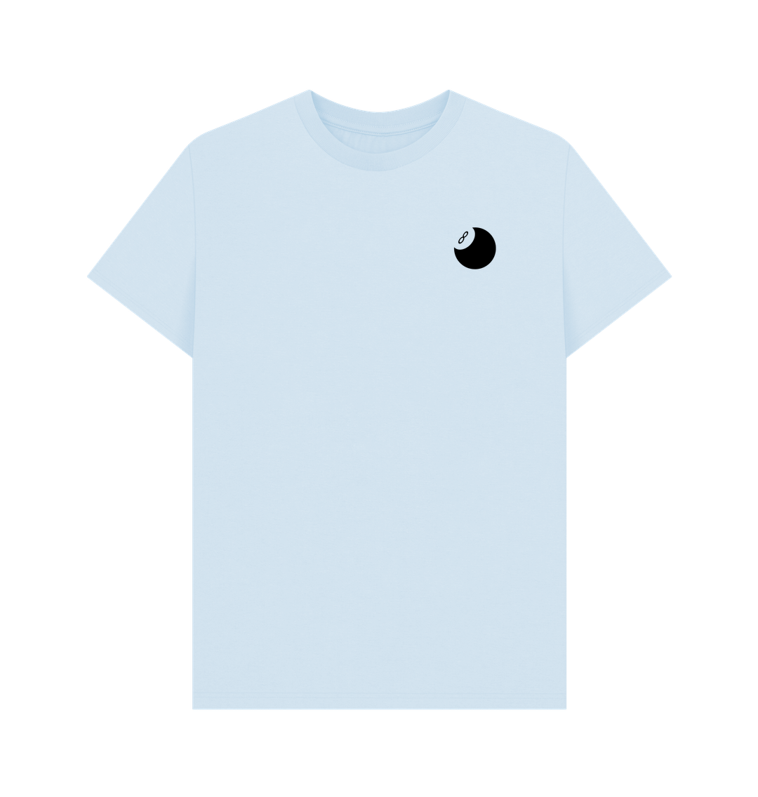Sky Blue Organic Cotton Men's 8 Ball T-Shirt Small Logo