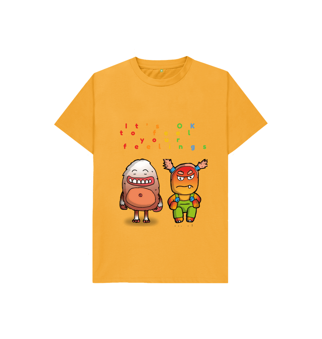 Mustard Organic Cotton It's OK to feel your feelings Children's T-Shirt.
