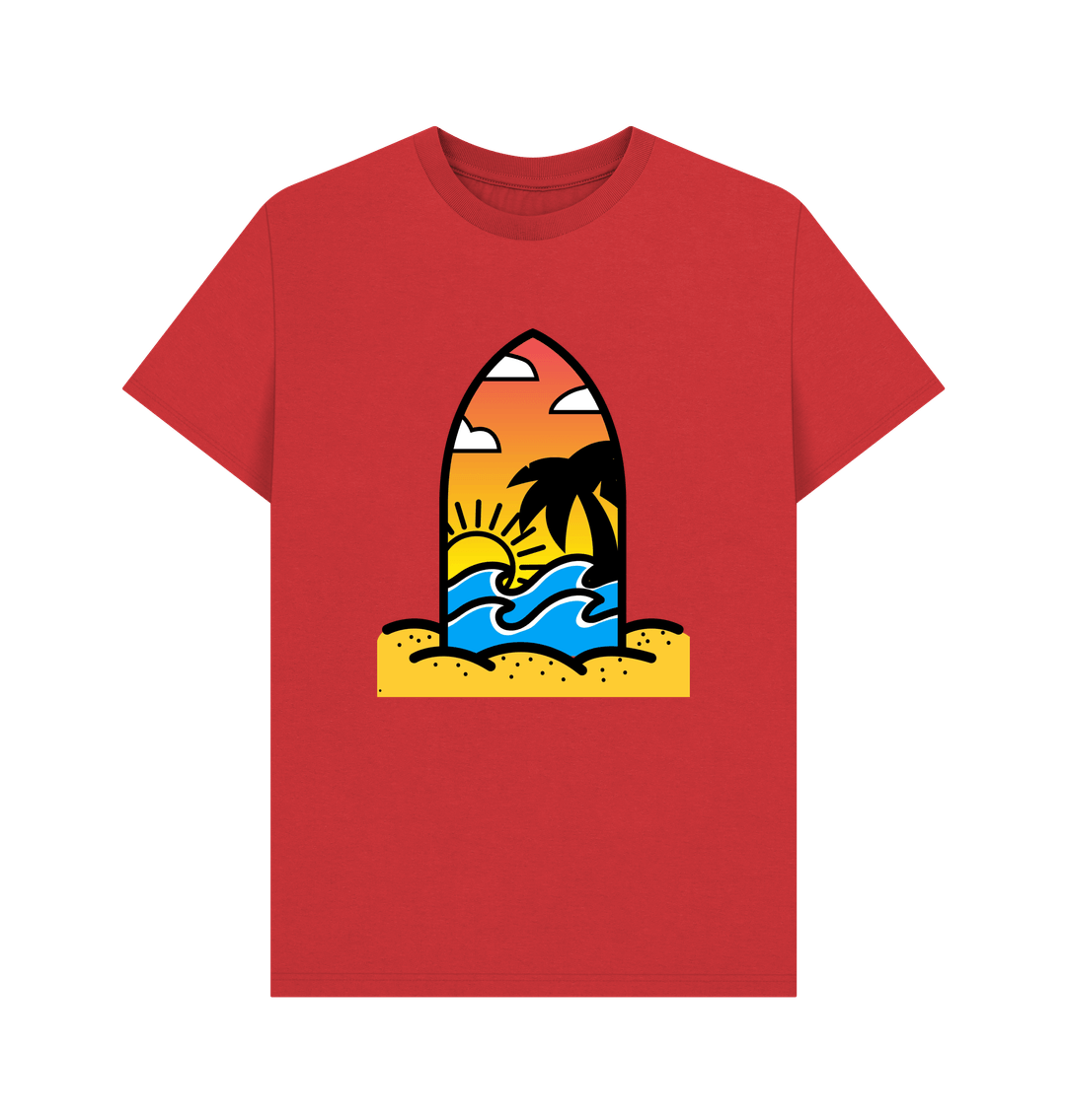 Red Organic Cotton Men's Beach Surf T-Shirt