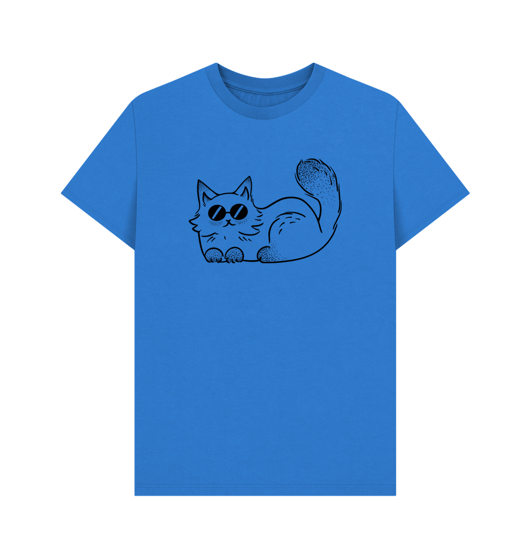 Bright Blue Organic Cotton Cool Cat T-Shirt for Men