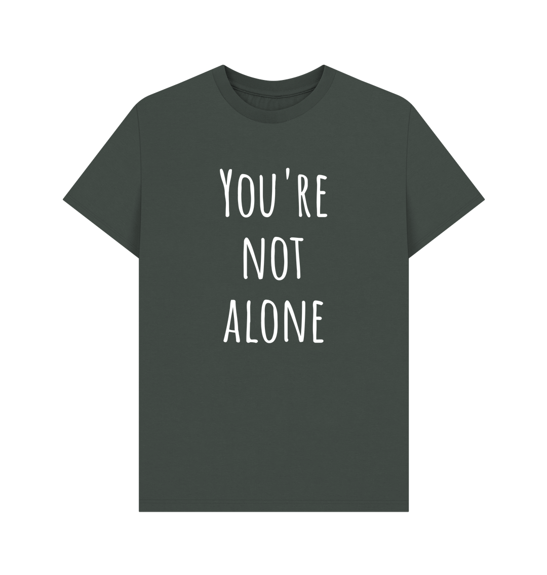 Dark Grey You're Not Alone Organic Cotton Men's Mental Health T-Shirt