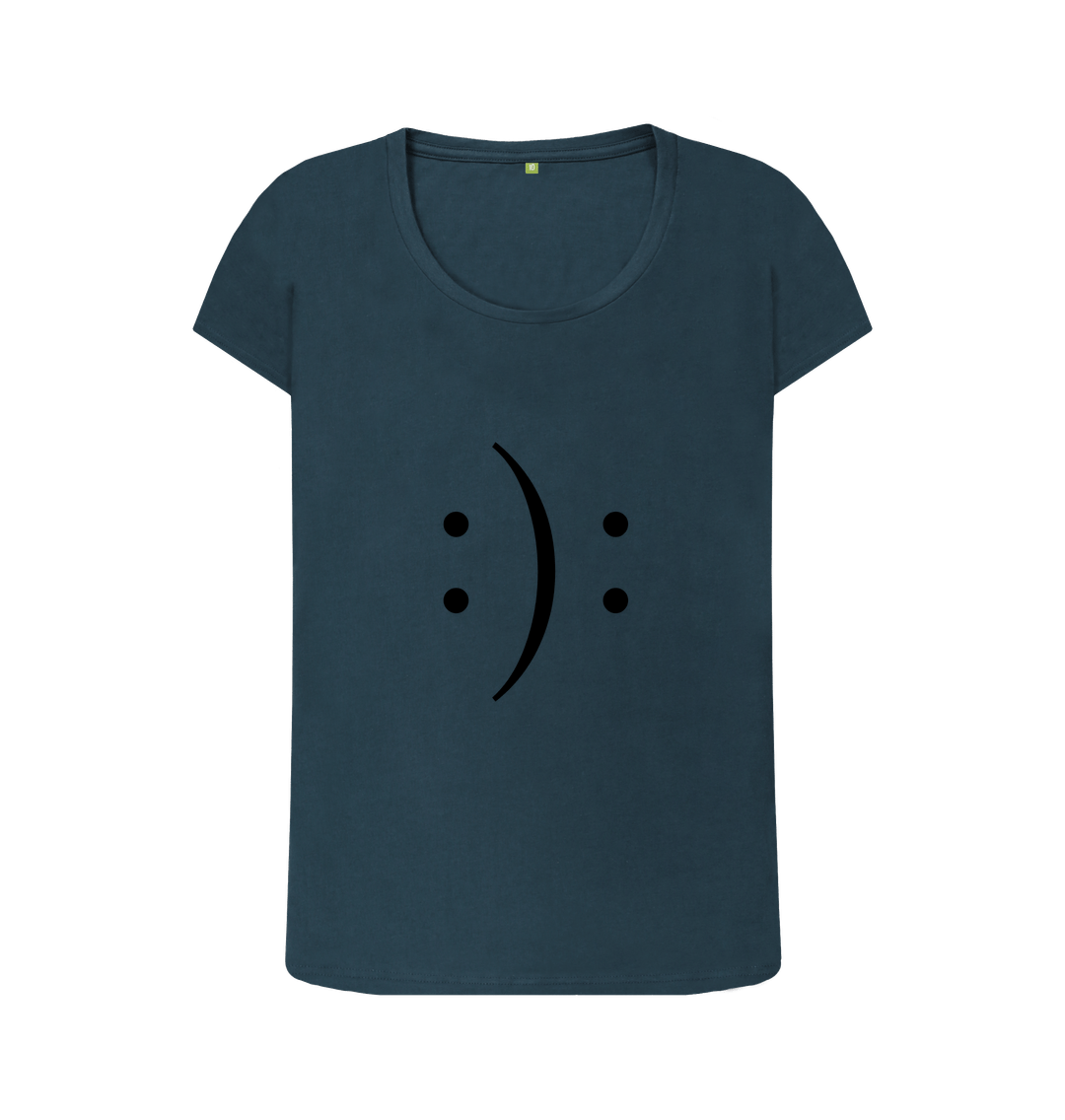 Denim Blue Organic Cotton Smile Mental Health Women's T-Shirt