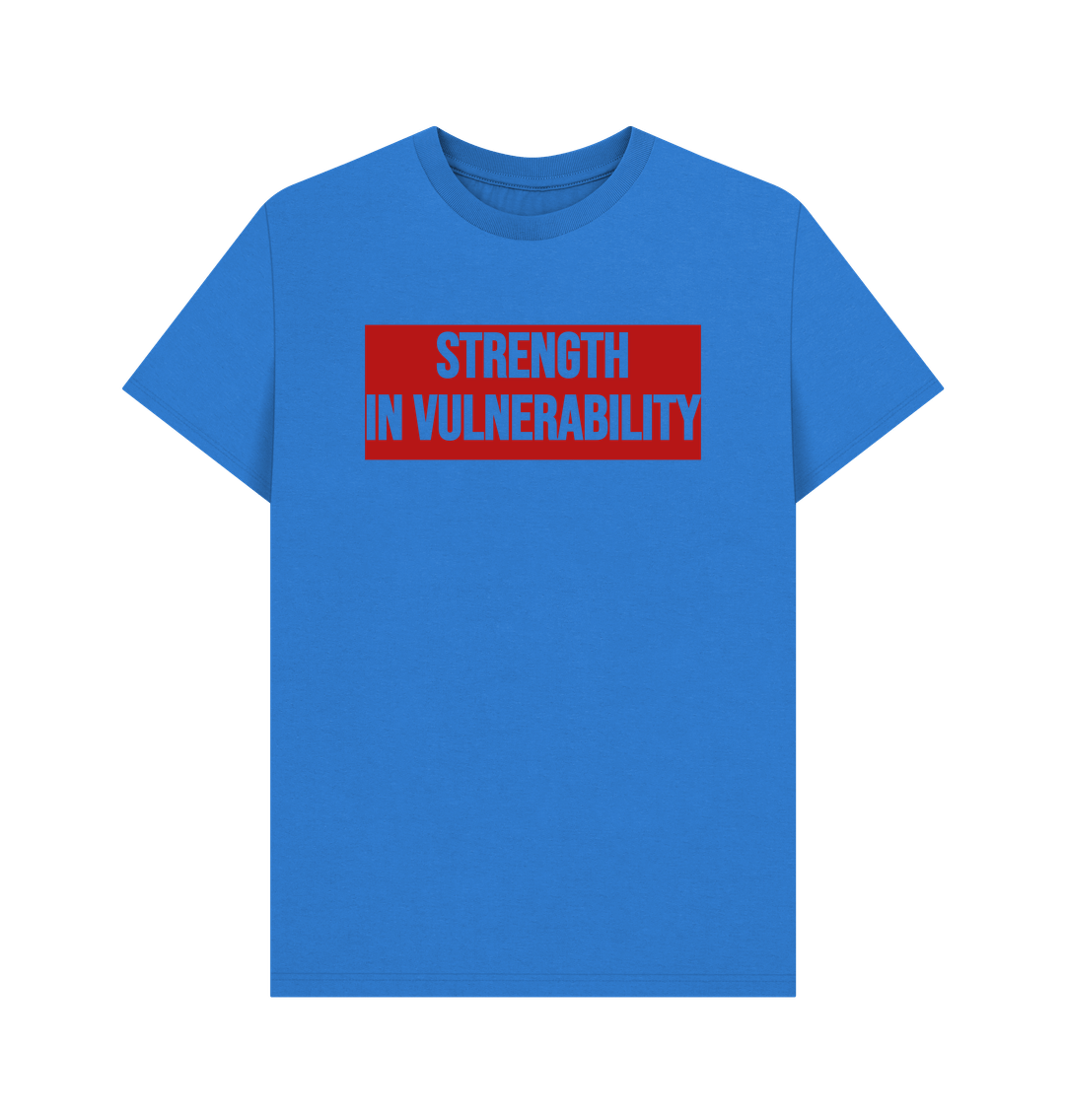 Bright Blue Strength In Vulnerability Men's Mental Health Organic Cotton T-Shirt