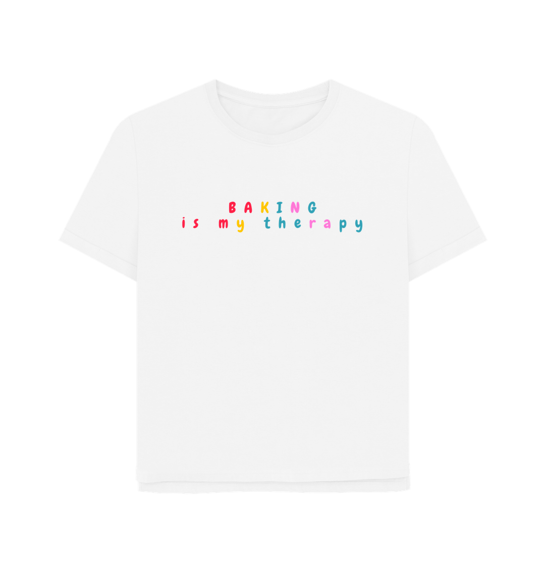 White Organic Cotton Mental Health Baking is my therapy Womans's T-shirt