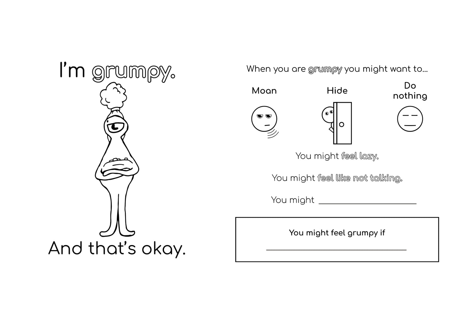 That's Grumpy Feelings and Emotions Colouring Sheet