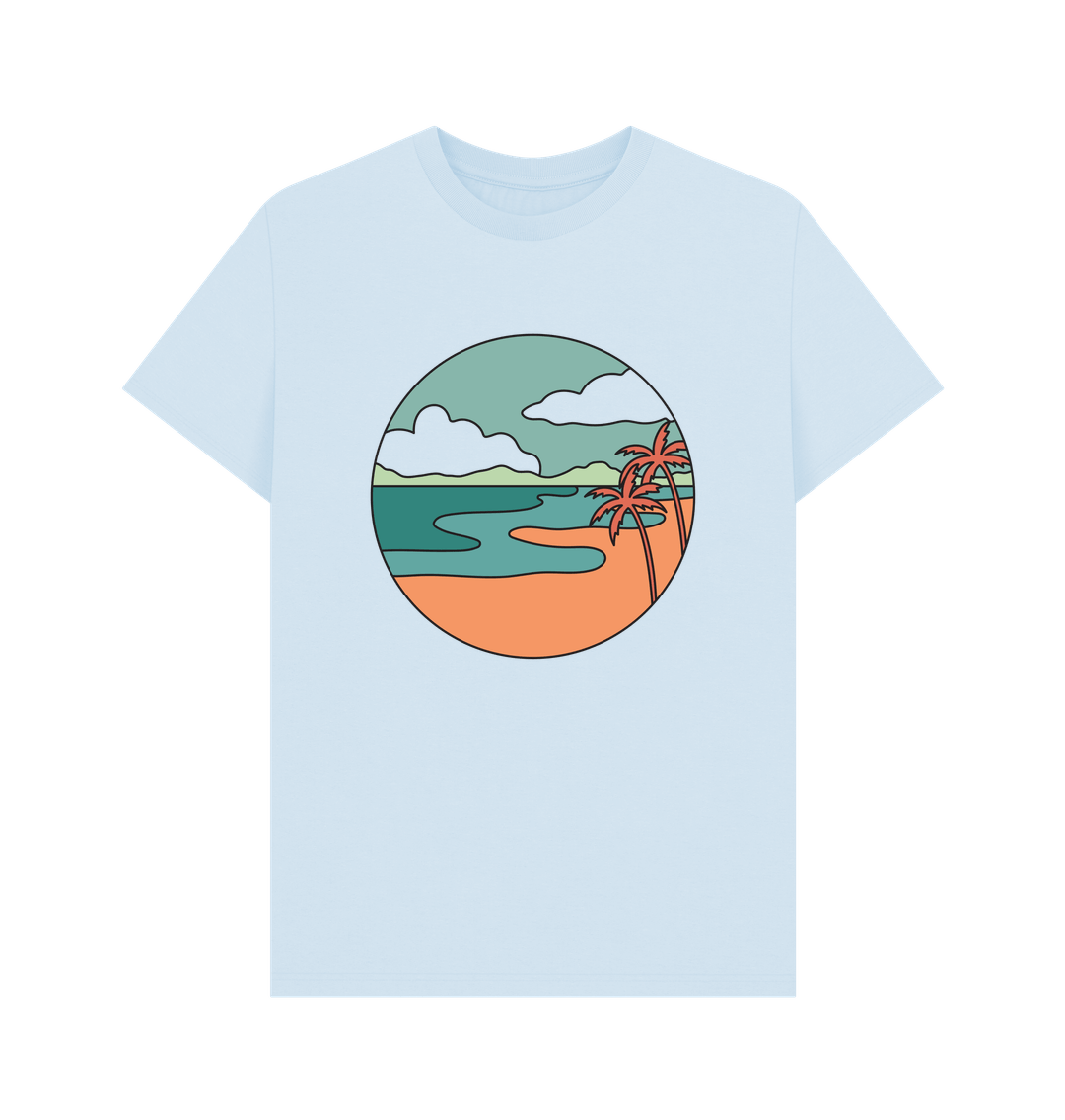 Sky Blue Organic Cotton Men's Beach T-Shirt