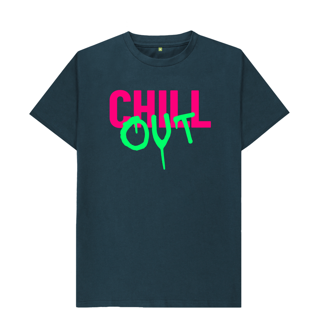 Denim Blue Organic Cotton Men's T-shirt Chill Out