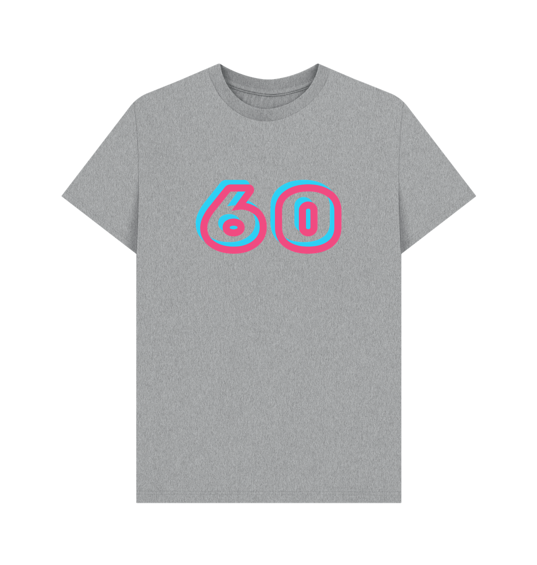 Athletic Grey Men's Organic Cotton T Shirts 60th birthday